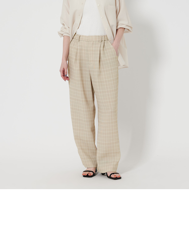 グレンチェックプリント ワイドパンツ -ウォッシャブル-