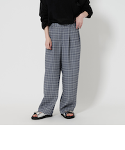 グレンチェックプリント ワイドパンツ -ウォッシャブル-