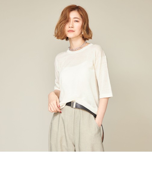 <conte>クルーネック ニットTシャツ