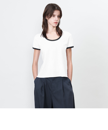 <ASTRAET>コットン フライス トリム UネックTシャツ