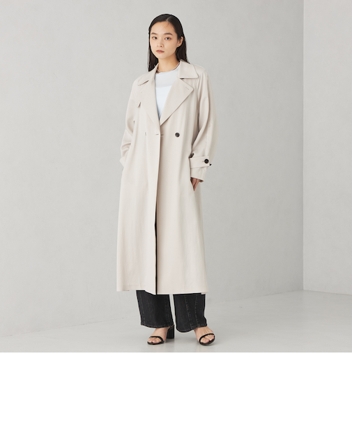 <EMMEL REFINES>EM ダブルボタン フレア トレンチコート