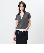 ＜ASTRAET＞コットンテンジク ディープVネックTシャツ