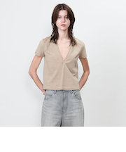 ＜ASTRAET＞コットンテンジク ディープVネックTシャツ