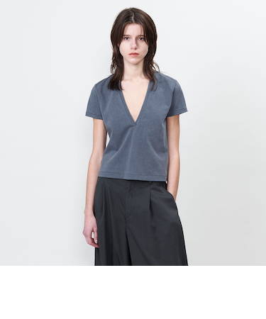 ＜ASTRAET＞コットンテンジク ディープVネックTシャツ