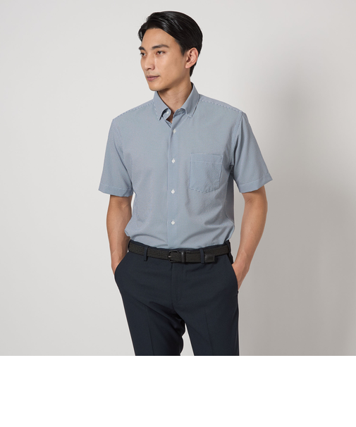 Pラッカン チェック スタンダード スナップ ボタンダウン シャツ -イージーアイロン・吸水速乾-