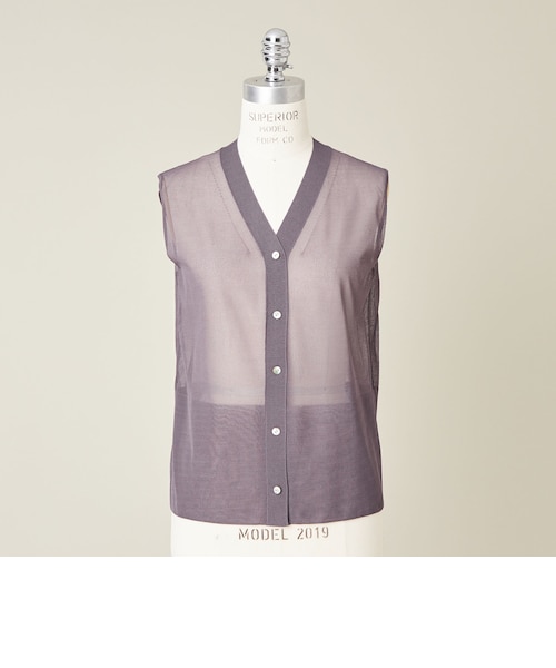 【DK.GRAY】ウールナイロン シアーノースリーブニット BEAUTY&YOUTH UNITED ARROWS - 【DK.GRAY】ウールナイロン シアー