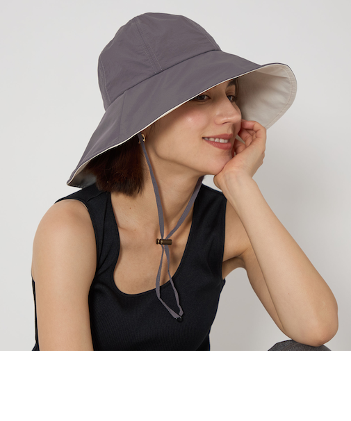 ハイショク ロングブリム ハット -UVケア-