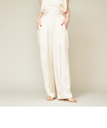 ＜conte＞サテン タック ワイドパンツ