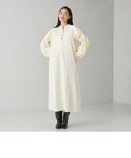 ＜EMMEL REFINES＞EM タフタ ピンタック ワンピース