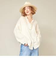マーガレットカットジャカード ウエストギャザーブラウス｜トゥモロ 