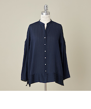 ＜conte＞ドビーストライプ ボリュームスリーブブラウス