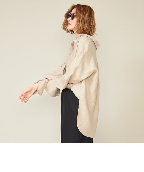 conte ヘンプバックスリットギャザー シャツ 定価29700円 長袖シャツ ベージュ レディース コンテ【中古】6-0317M♪ conte＞ヘンプ バックスリット ギャザーシャツ｜ユナイテッドアローズ