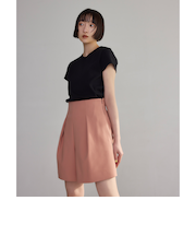 ＜EMMEL REFINES＞EM Wクロス ハイウエスト タック ショートパンツ