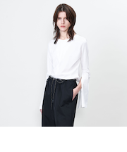 ＜ASTRAET＞ ジップ クルーネック フレアスリーブカットソー