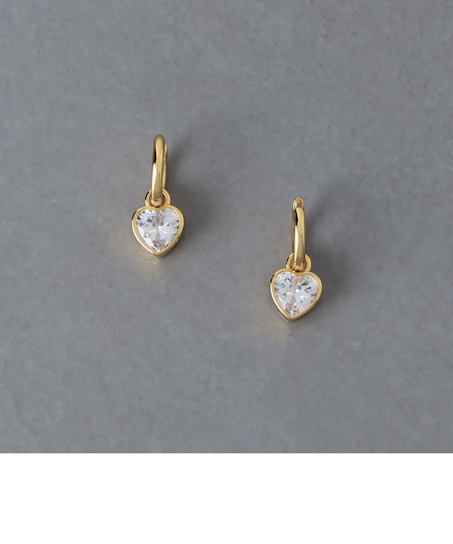 ハート ビジュー フープピアス