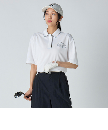 ウィメンズ パイピング ショート ポロシャツ-吸水速乾 UV-