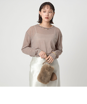 シアー マルチボーダー ロングスリーブ Tシャツ