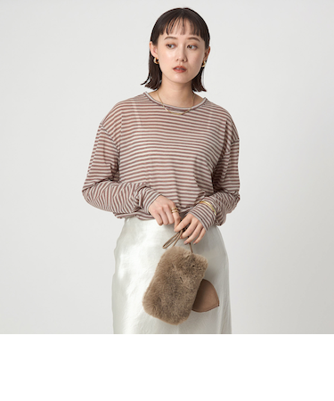 シアー マルチボーダー ロングスリーブ Tシャツ