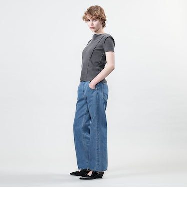 <ASTRAET>リブ キーネック カットソー