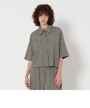 ＜6(ROKU)＞パイル ストライプ シャツ