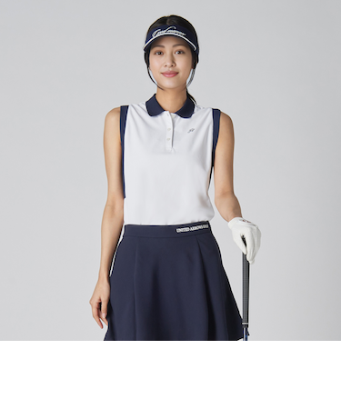 ウィメンズ カノコ ノースリーブ ポロシャツ-吸水速乾 UV 横ストレッチ-
