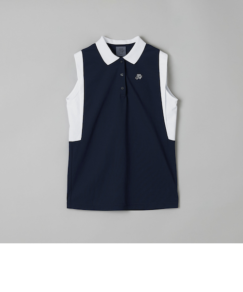 ウィメンズ カノコ ノースリーブ ポロシャツ-吸水速乾 UV 横ストレッチ