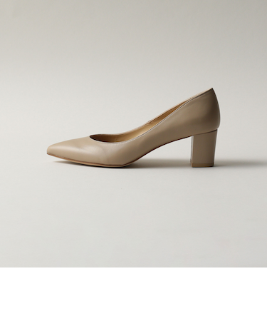 ポインテッドブロックヒール パンプス55↓↑