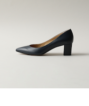 ポインテッドブロックヒール パンプス55↓↑
