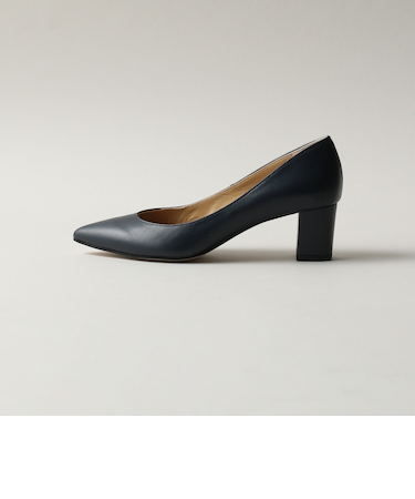 ポインテッドブロックヒール パンプス55↓↑