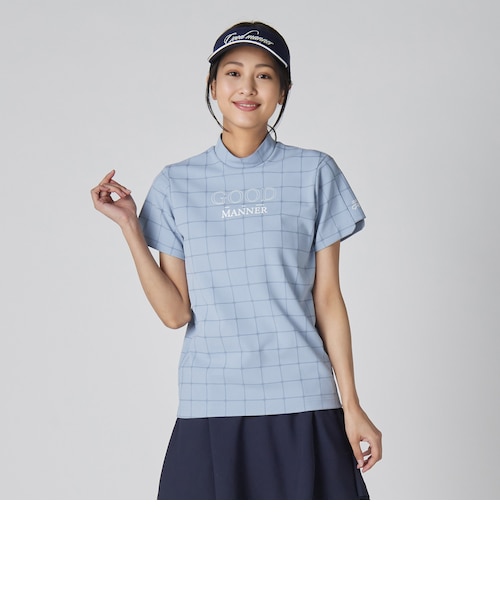 新品 23区【WOMEN】クラブジャガード柄 モックネックシャツ ネイビー M ウィメンズ プレイド ジャガード モックネック シャツ｜ユナイテッド
