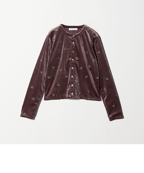 ベロア エンブロイダリー カーディガン ＜A DAY IN THE LIFE＞