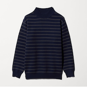 ハイゲージ ミラノリブ ボーダー モックネックニット-ウォッシャブル-＜A DAY IN THE LIFE＞