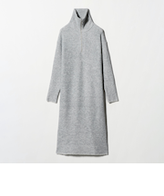 ハーフジップ ニットワンピース ライトグレー ‐ウォッシャブル‐＜A DAY IN THE LIFE＞