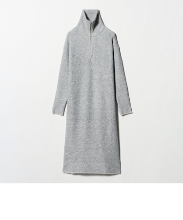 ハーフジップ ニットワンピース ライトグレー ‐ウォッシャブル‐＜A DAY IN THE LIFE＞