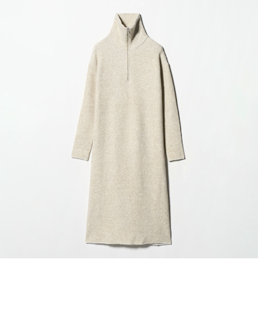 ハーフジップ ニットワンピース ‐ウォッシャブル‐<A DAY IN THE LIFE>