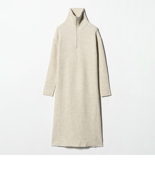 ハーフジップ ニットワンピース ‐ウォッシャブル‐<A DAY IN THE LIFE>