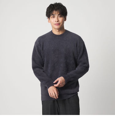 へアリー ダブルフェイス クルーネックニット-ウォッシャブル-＜A DAY IN THE LIFE＞