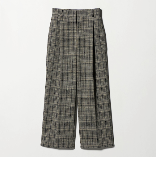 ブラッシュジャガード チェック タックワイドパンツ ‐ウォッシャブル‐＜A DAY IN THE LIFE＞