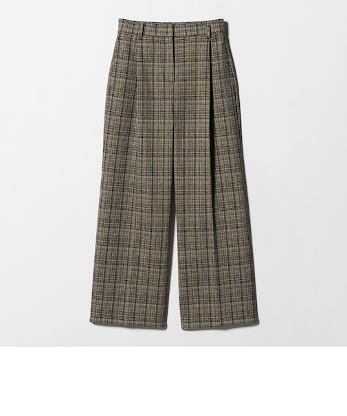 ブラッシュジャガード チェック タックワイドパンツ ‐ウォッシャブル‐＜A DAY IN THE LIFE＞
