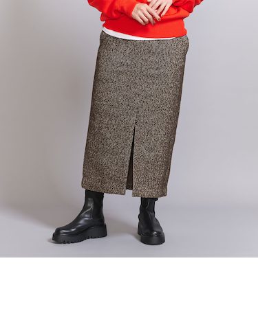 ツイードライク フロントジップ スカート