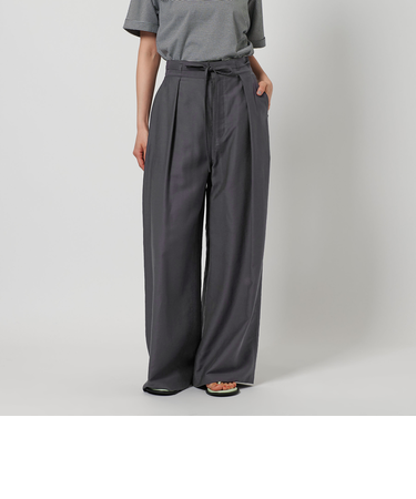 ツイル リボンベルト ワイドパンツ