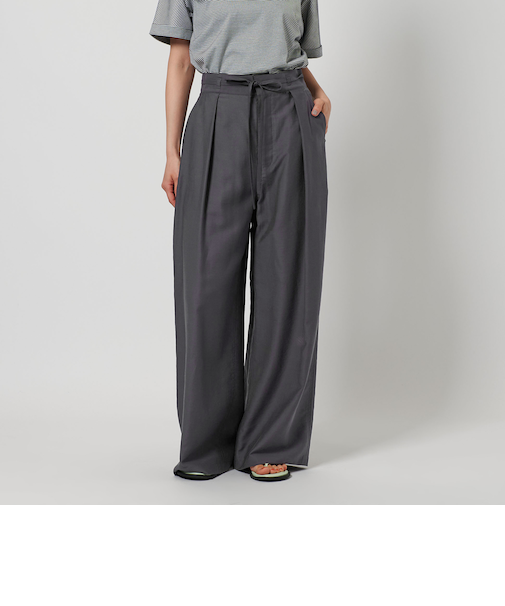 ツイル リボンベルト ワイドパンツ