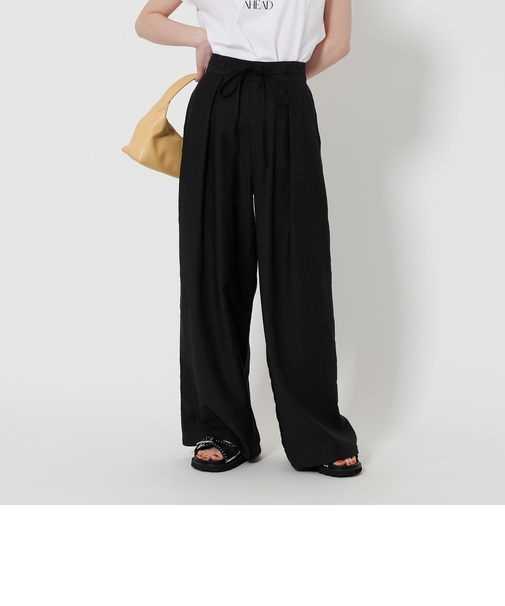 ツイル リボンベルト ワイドパンツ