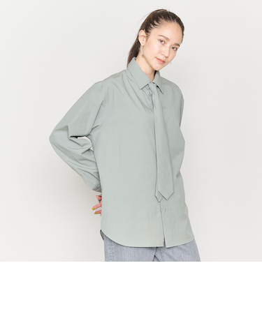 ＜ASTRAET＞コットン ツイル ネクタイシャツ