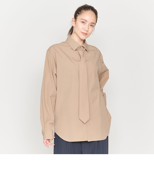 ＜ASTRAET＞コットン ツイル ネクタイシャツ