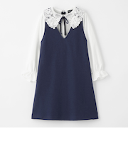 ポンチ レースエリ ワンピース / キッズ 100cm-130cm