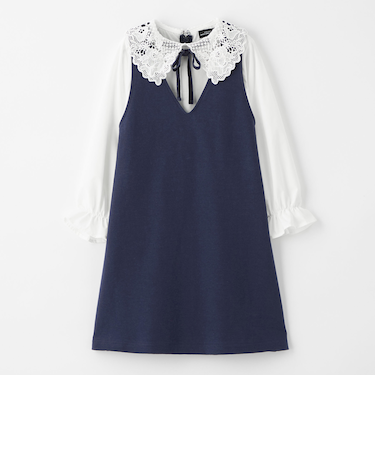 ポンチ レースエリ ワンピース / キッズ 100cm-130cm