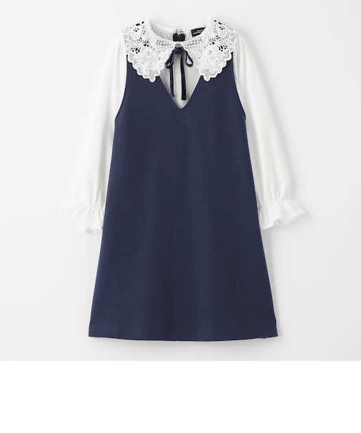 ポンチ レースエリ ワンピース / キッズ 100cm-130cm