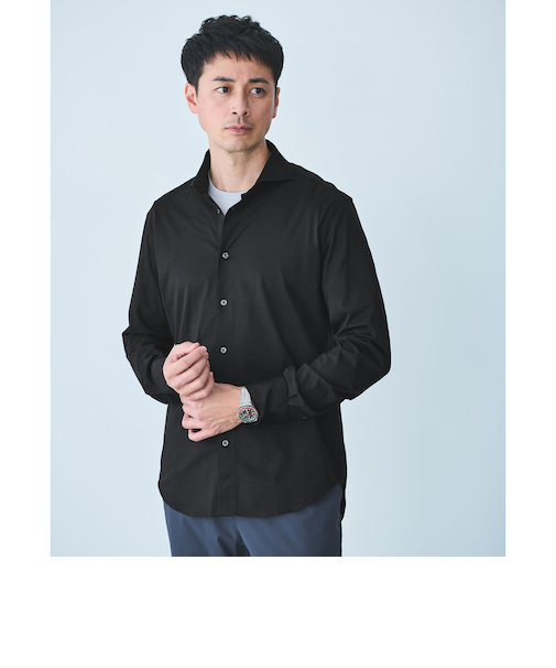 JUST fit シルケット カット 長袖 シャツ -抗菌-