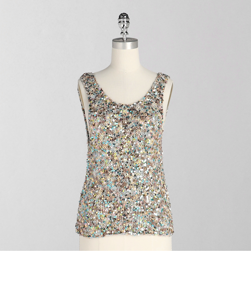 ＜LOEFF＞レインボー スパンコール タンクトップ